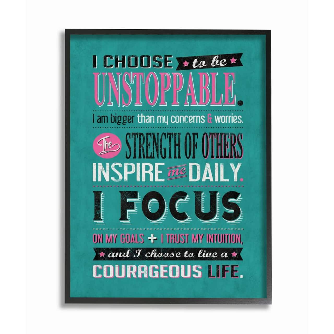 Stupell Industries I Choose Unstoppable Inspirational Black Framed Wall Art